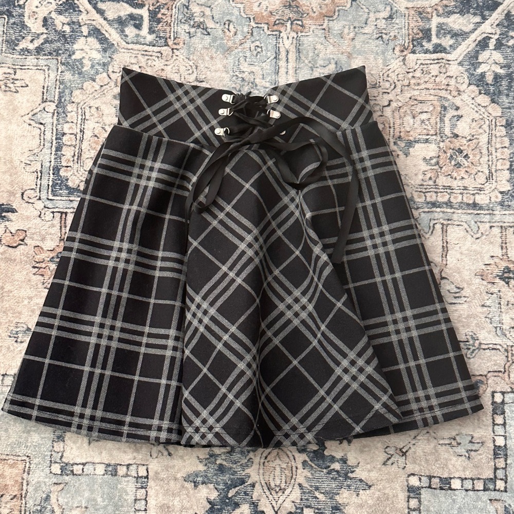 Plaid Black and Gray Women's Skirt